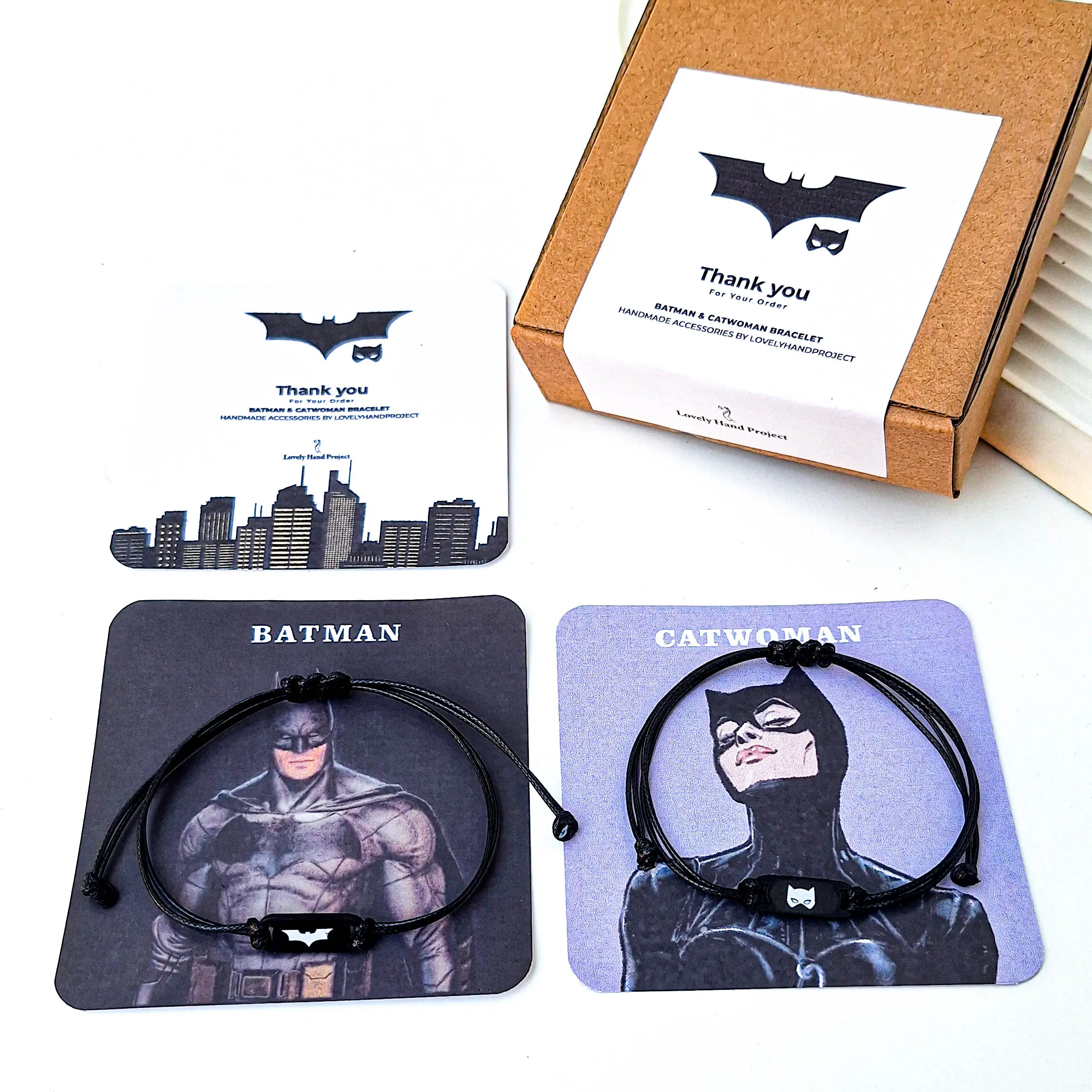 Gelang Couple Batman & Catwoman Free Cover KTP Tali Waterproof Serut Copel - Pasangan