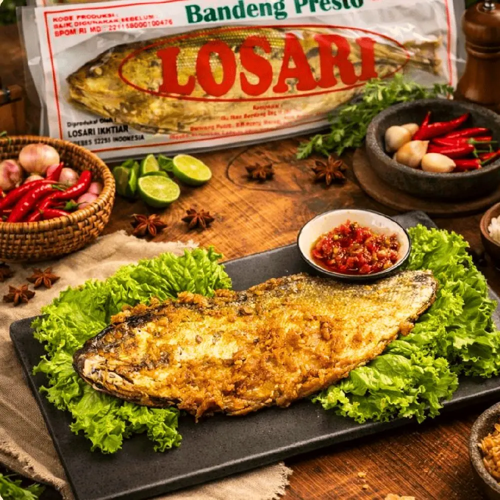 Bandeng Presto Losari Duri Lunak Isi 2 Ekor ±450gr Halal BPOM