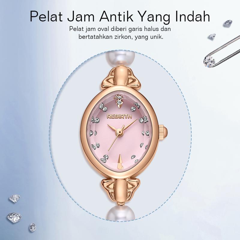 REBIRTH Jam Tangan Wanita Gelang Anti Air Original Korea Elgant Model Tali Mutiara Jam Tangan Cewek   REL0136 6