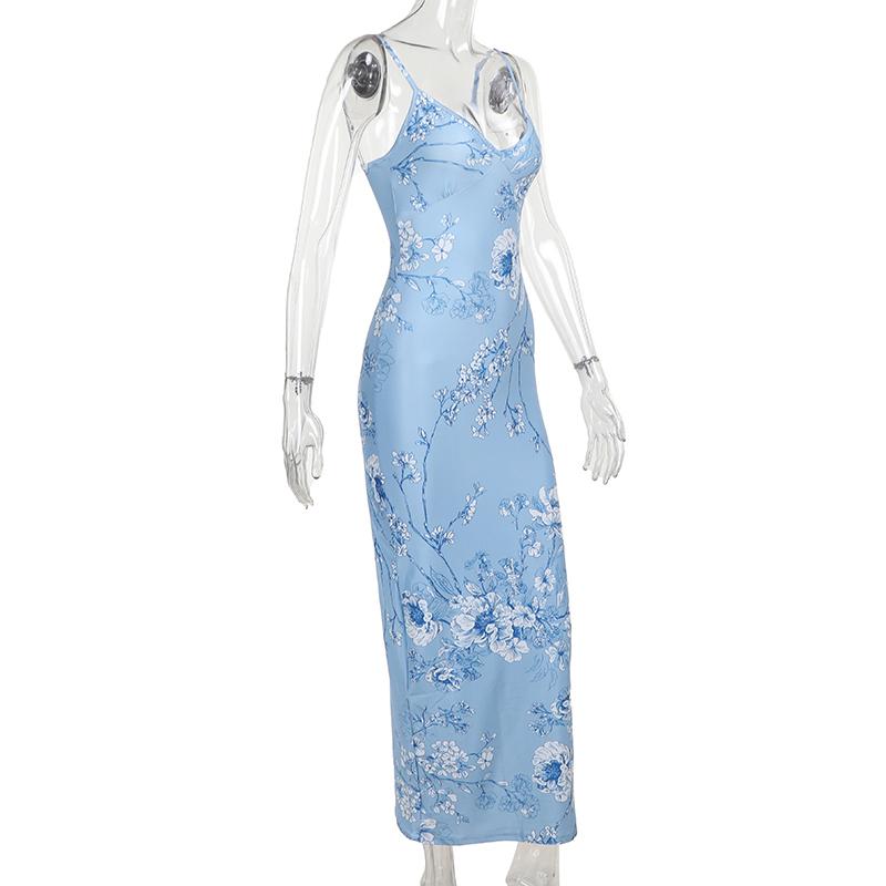 Product Introduction of Đầm Hoa Thường Ngày Dáng Ôm, Dây Đeo Spaghetti Thanh Lịch, Phong Cách Bodycon, Thích Hợp Cho Bữa Tiệc Ngày Lễ, JY23159TGO 23