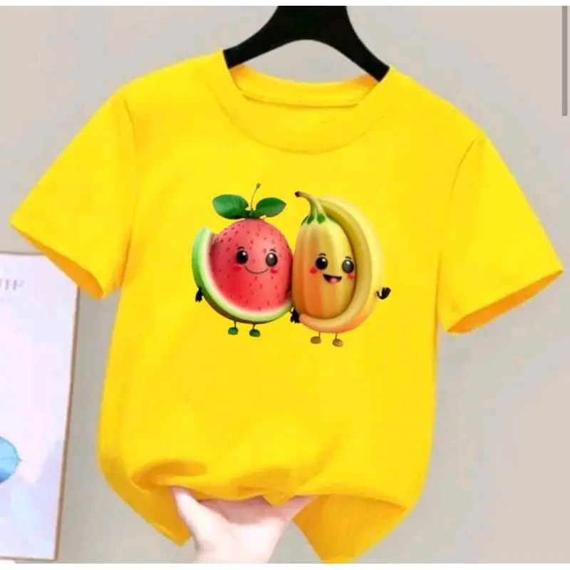 baju kaos anak anak unisex motif semangka dan pisang usia 2th sampai 10th 0