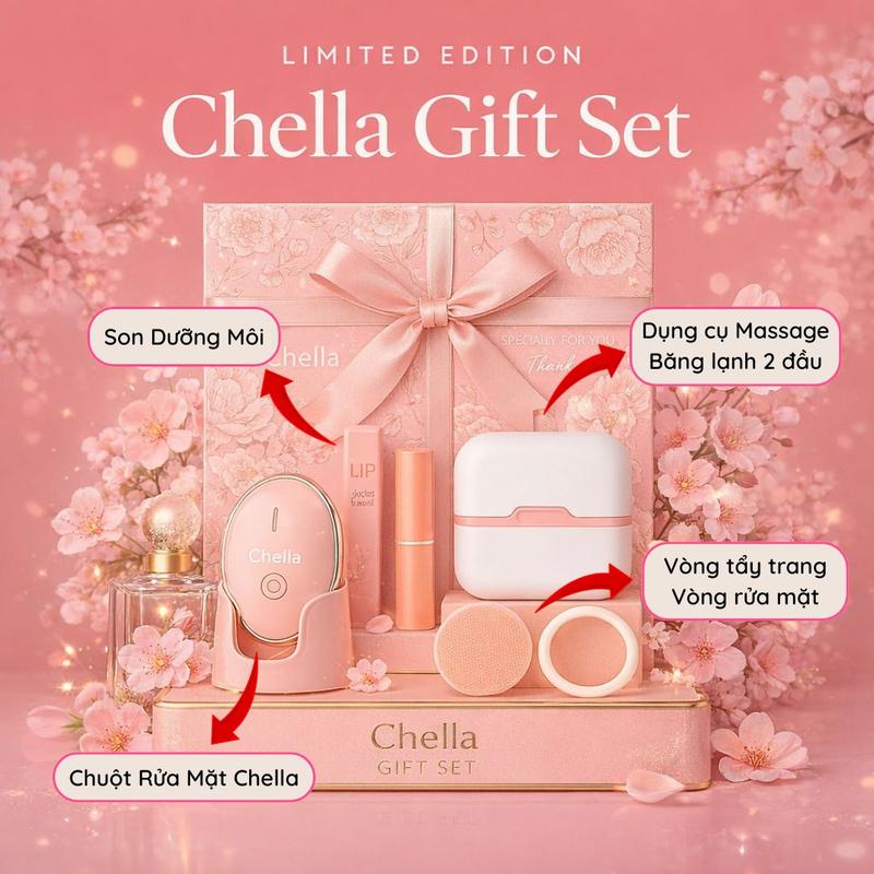 [ SPECIAL GIFT SET ] Chuột Rửa Mặt Chella 4in1 - Máy Rửa Mặt kiêm Tẩy Trang, Đẩy Tinh Chất và Nâng Cơ - Bảo hành 365 ngày - Set quà tặng bạn gái ý nghĩa