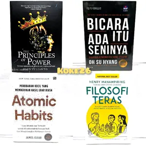 PAKET isi 4 Buku Motivasi Bicara Itu Ada Seninya + Atomic Habits + The Principles Of Power + Filosofi Teras Psychology