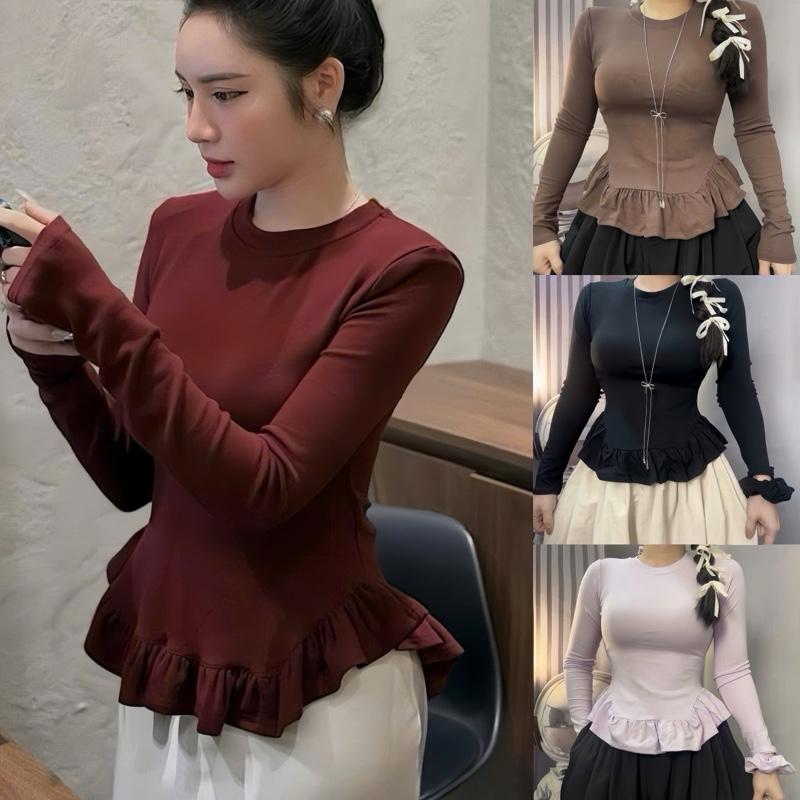  Size từ Xs-2Xl,Deal mở bán tặng kèm thun cột tóc  Áo tay dài bèo lai 