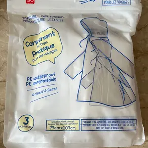 MIniso Raincoat Disposable Rain Ponchos 3 pcs & Disposable Rain Shoe Covers 3 Pairs