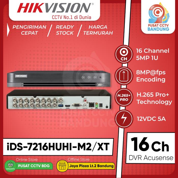 7216HUHI-M2/XT/4A DVR HIKVISION 16 CANALES HASTA 8MPX SOPORTA AUDIO DOBLE VIA Y ANALITICAS