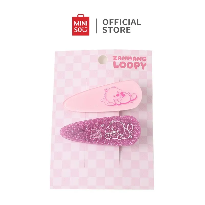 Miniso x ZANMANG Loopy Collection Hair Clips Checkered Jepit Rambut 2pcs Dekorasi Rambut Yang Lucu Cocok Untuk Orang Dewasa dan Anak-anak Aksesoris 2
