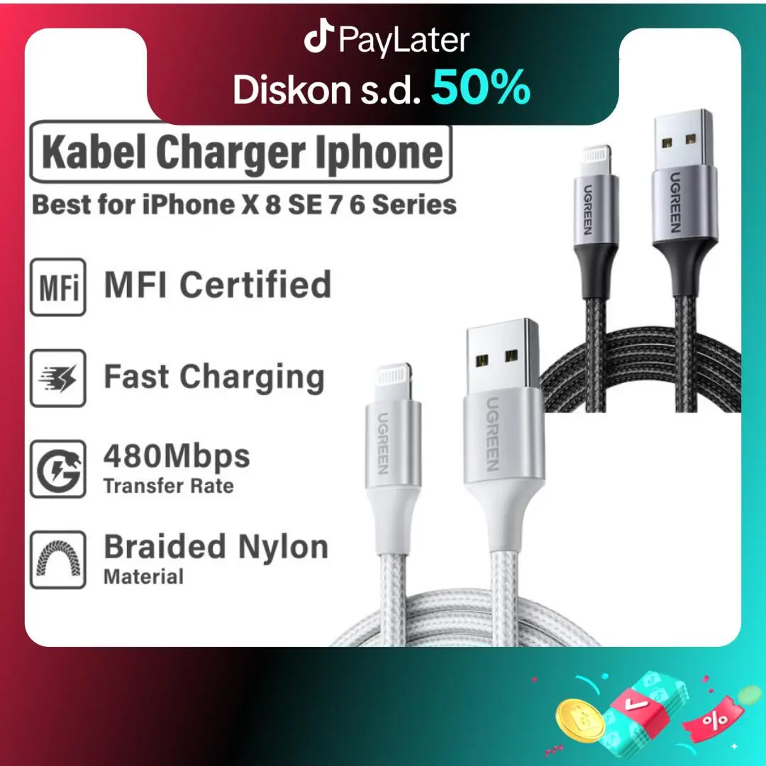 UGREEN Kabel Data Fast Charging for iPhone 16 15 14 13 12 11 X XR XS Max 8 SE 7 6 Pro Max Plus Charger USB Type C Lightning MFi Cable
