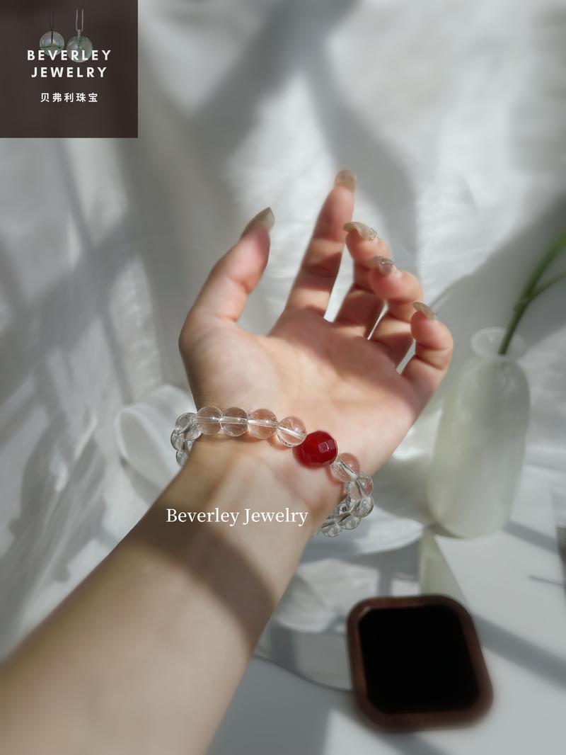 Product Introduction of Beverley Jewelry-Natural white crystal bracelet, raw stone, magnetic field purification, good fortune, simple, high-end, light luxury, niche, for gift, for bestie. agate crystal  bracelet 20