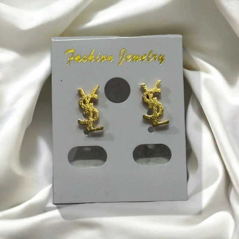 JnL Collection Anting tusuk giwang wanita model logo brand titanium anti karat Aksesoris Elegan 0