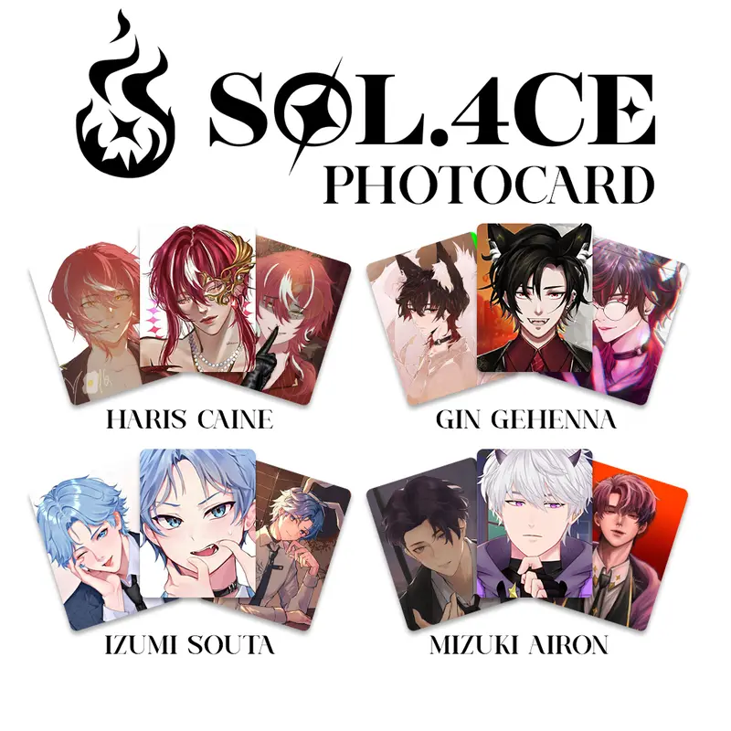 Photocard TERBARU 2025 Pracetak Glossy kualitas HD SOL.4CE HARIS CAINE,GIN GEHEENNA,IZUMI SOUTA,MISUKI AIRON V TUBER 0