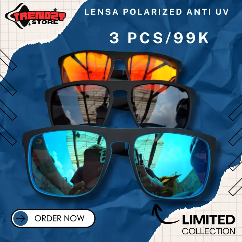 Trendzy Store sunglasses Polarized kacamata hitam 99 ribu dapat pcs cowok  pria anti uv anti Biru Hitam Orange