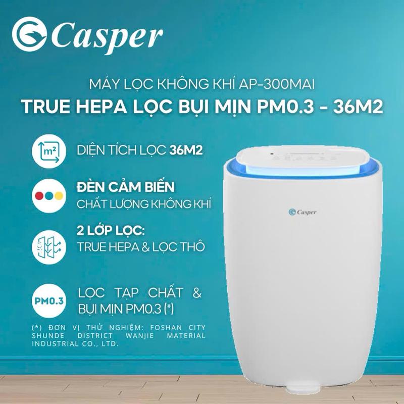 Máy lọc không khí Casper AP-300MAI - HEPA Lọc bụi mịn PM0.3 - 36m2 - Bảo hành 3 năm