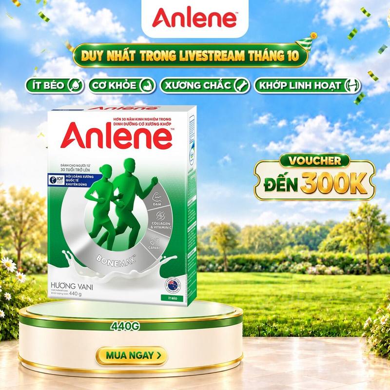 Sữa bột Anlene hương Vani lon 440g ít béo giúp tăng cường cơ xương khớp chắc khỏe