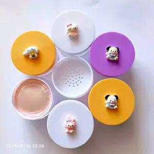 Pot Bedak Tabur 15gr dengan Puff Stiker Clay Lucu Melody Kuromi Cinnamoroll Hello Kitty