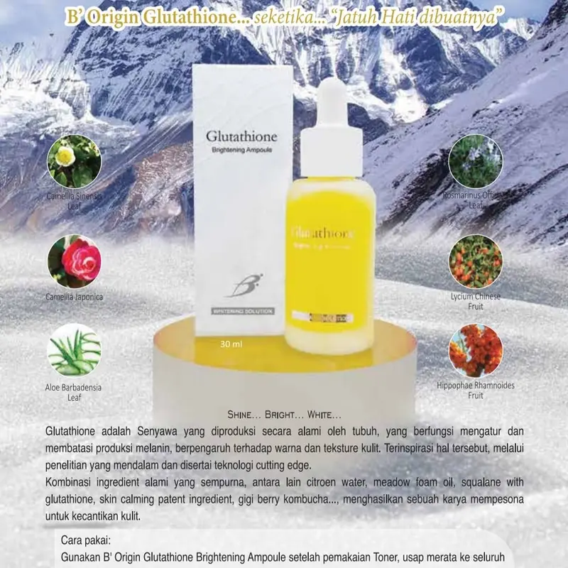 JUTANHAK B’ORIGIN GLUTATHIONE Brightening Ampoule KOREA ( 30 mL /1.01fl.oz) Memutihkan Mencerahkan Kusam Wajah 4