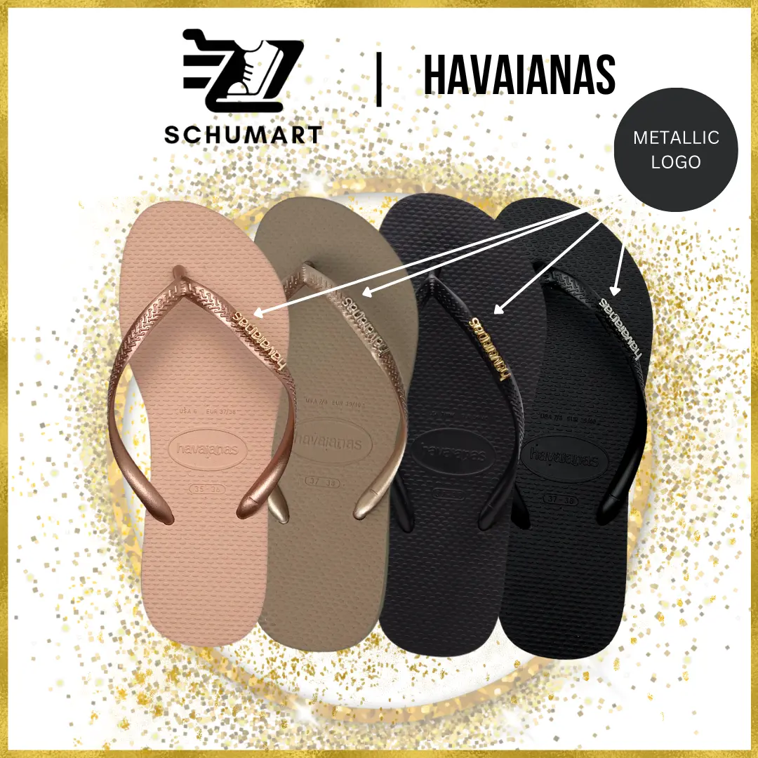 [BY SCHUMART] Havaianas Women Slim Logo Metallic Flip Flops