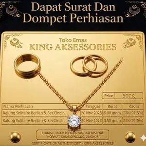 Cod Set Perhiasan Wanita Premium  Kalung Nuri Liontin Permata Free Cincin Dan Anting Berlapis Emas Muda
