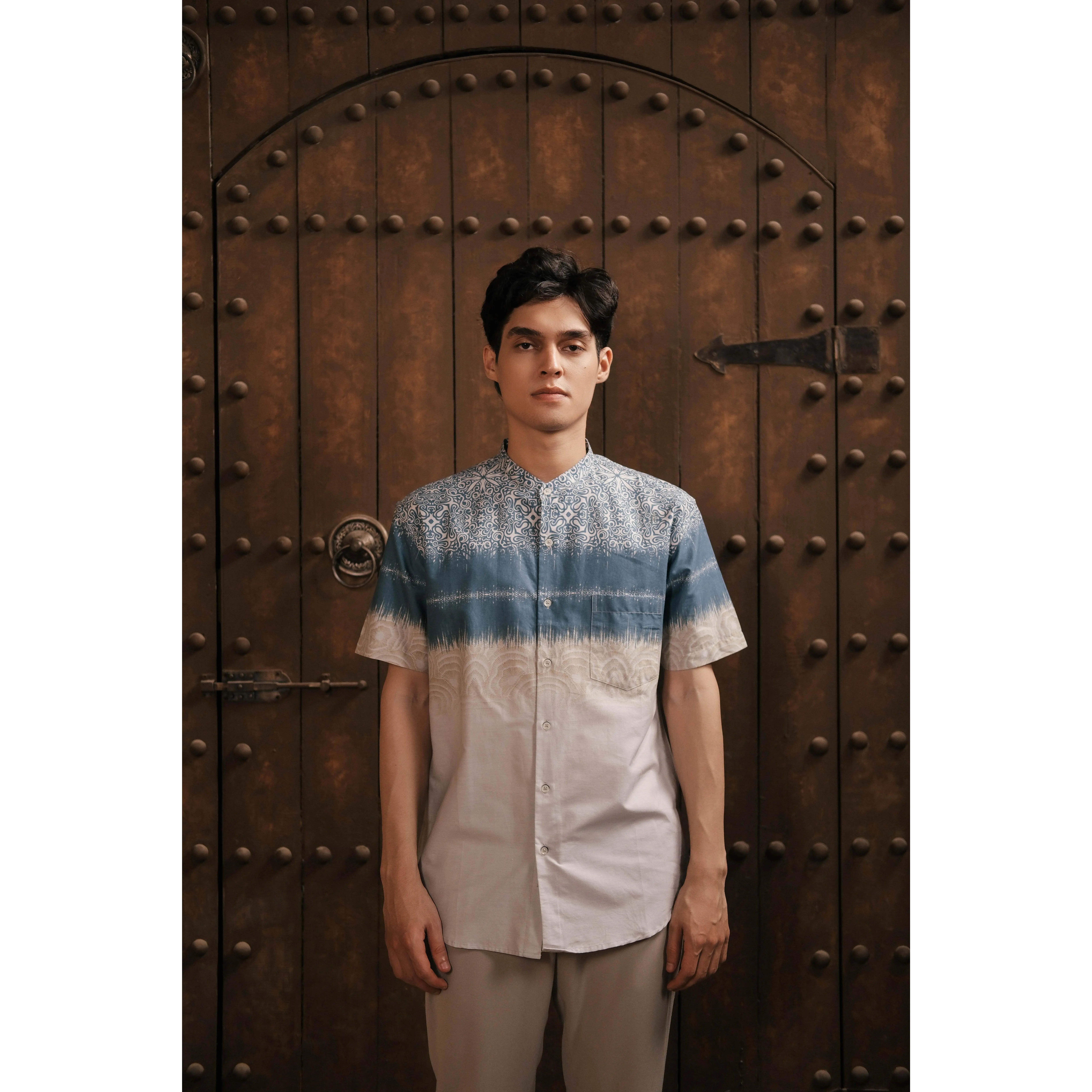 LARUSSO Khair Collection - Kemeja Koko Printing Pria Lengan Pendek - Wirow