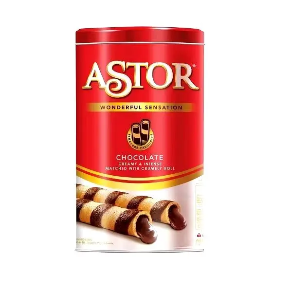 1 kardus isi 6 kaleng Astor wafer roll rasa cokelat Cemilan Snack Kering Toples 2