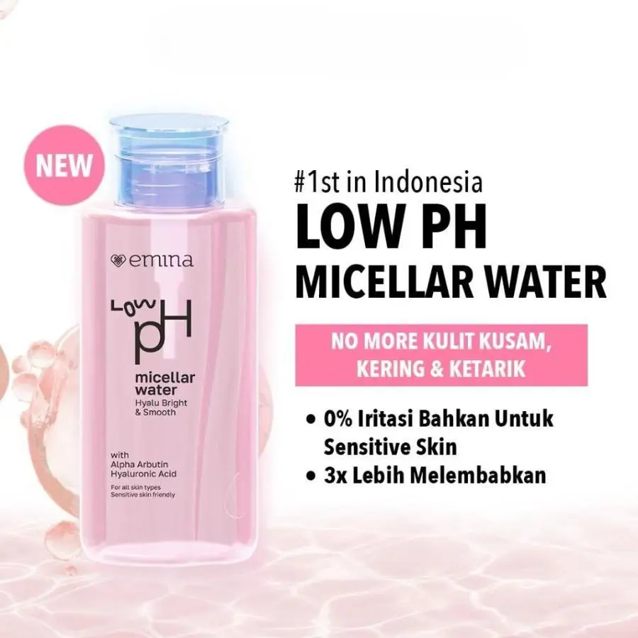 EMINA PINK MICELLAR WATER DROP CLEANSER BRIGHT STUFF 100ML 50ML