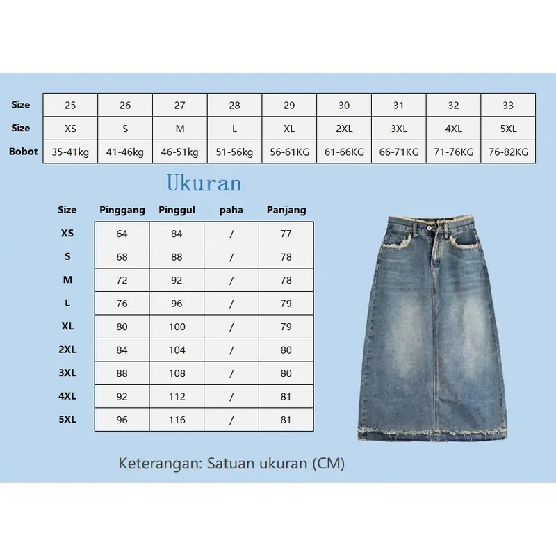 【meissi.id】Rok Jeans Bigsize Jumbo Rok Jeans Panjang Wanita Skirt Denim Midi A Line Highwaist Rok Jeans Korean Style Outfit Wanita Kekinian 2