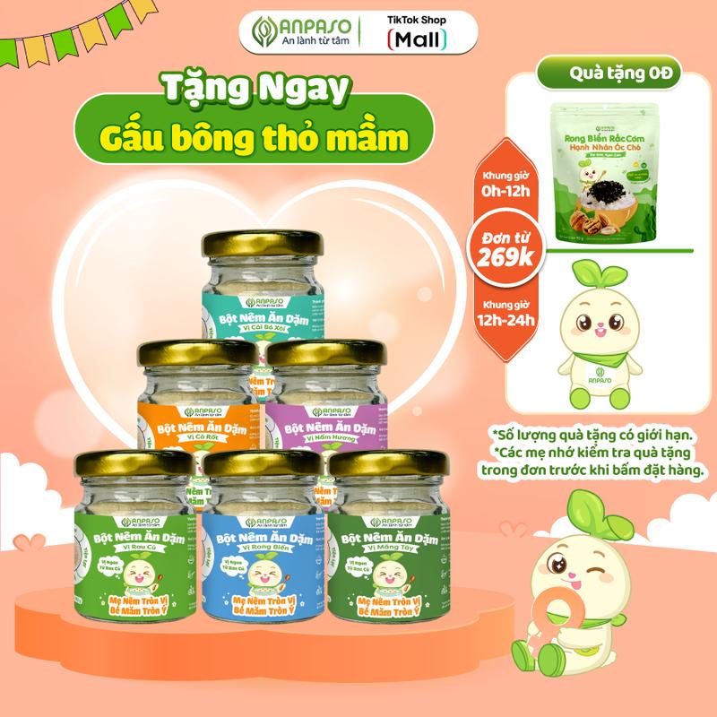 Hạt Nêm cho bé ăn dặm Anpaso Vị Rau Củ 60gr - Gia Vị ăn dặm tiện lợi - Bột nêm thành phần nguyên liệu tự nhiên