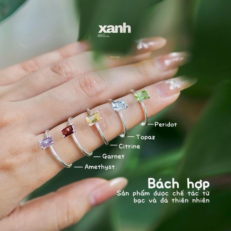 Nhẫn Bách Hợp đá thiên nhiên đa sắc lấp lánh thanh lịch sang trọng - Xanh Jewelry Hoa topaz đá garnet đỏ nhẫn garnet nhẫn đá garnet đỏ chính hãng nhẫn thạch anh tím