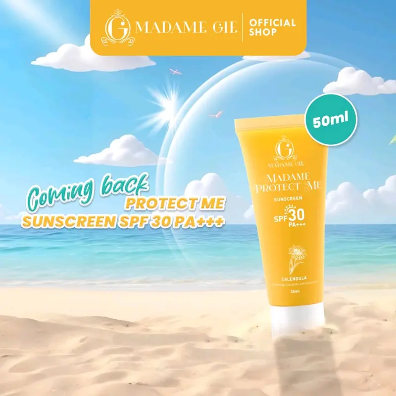 Paket Usaha Sunscreen Madame Gie Dapat 10pcs Formula Lama 50 ML, Protect Me Sunscreen With Callendula 2