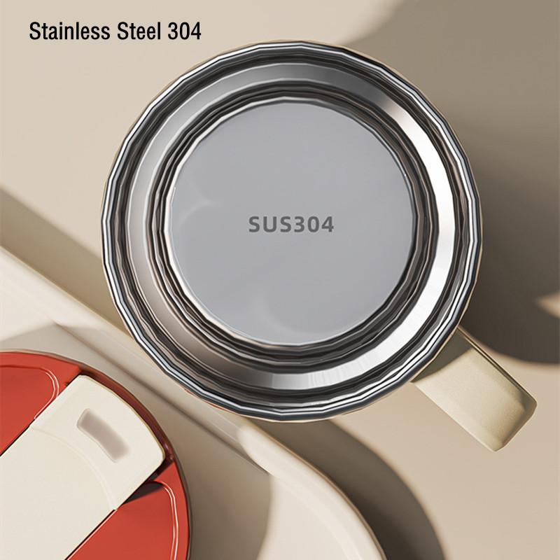Product Introduction of 400 modern stainless steel coffee tumblers. With lid, creative design, perfect for office and home, perfect for bubble tea and breakfast with handles. 9
