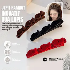 Jepitan samping kepang ganda malas, jepitan rambut patah, jepitan rambut rapi, jepitan rambut beludru, jepitan kecil beludru