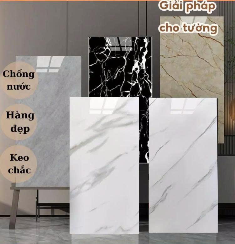   TẶNG 1 CUỘN CHỈ 1CM  - Combo 100 - tấm PVC giả đá thạch anh cao cấp-Miếng dán tường phủ nhựa PVC bóng chống ẩm cách nhiệt giá rẻ. 