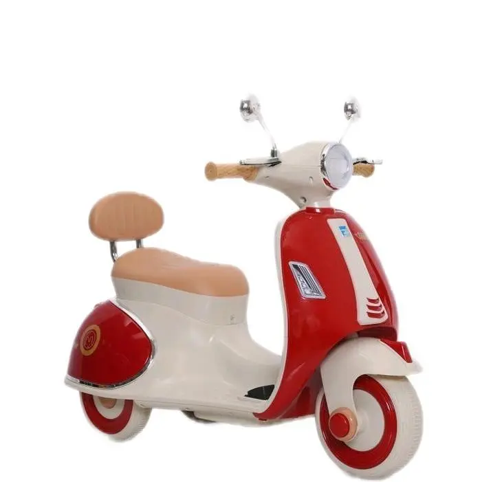 MAINAN ANAK MOTOR AKI VESPA EMT - 2244 EXOTIC Pink Dengan Desain Retro dan Kursi Nyaman untuk Anak-anak - Merah