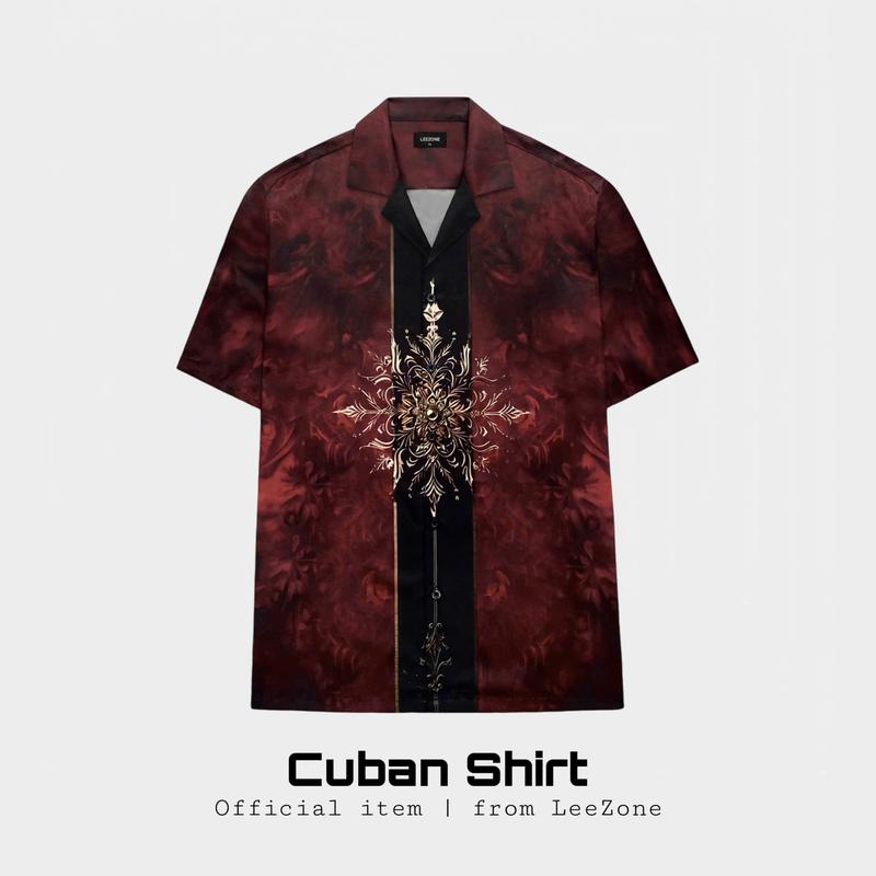 Sơmi Khói Đỏ | Cuban Shirt LEEZONE form rộng Menswear Áo