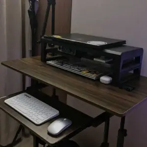 FUFU Meja Ranjang H-Shape Meja Laptop Adjustable Meja Belajar Meja Kerja dengan Roda Meja Samping Tempat Tidur 80×40cm Stabil Kokoh