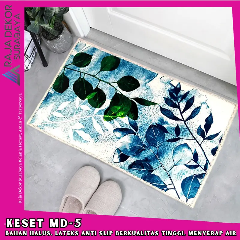RajaDekor - Keset Polyester Ukuran 40 x 60 cm Keset Kaki Anti Slip Berbagai Motif Bisa COD Lantai Dekorasi 5