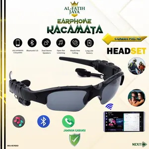 ALFATIHJAYA KCHEAD Kacamata Hitam Bluetooth Wireless MP3 Stereo Earphone Sunglasses Sport Audio Multifungsi