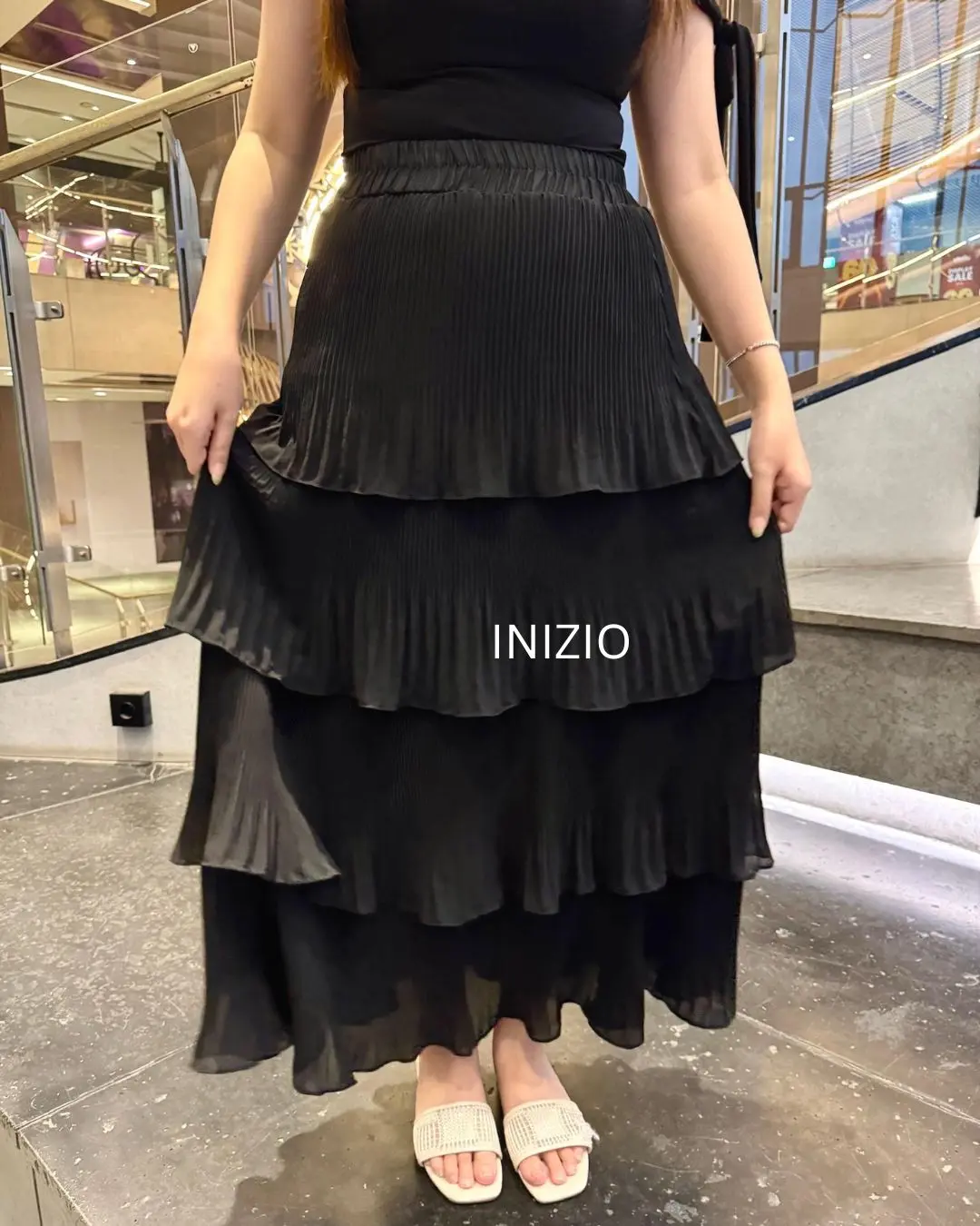 Denise Rok Susun 4 Tingkat Maxi Skirt Wanita Premium Bahan Ceruty