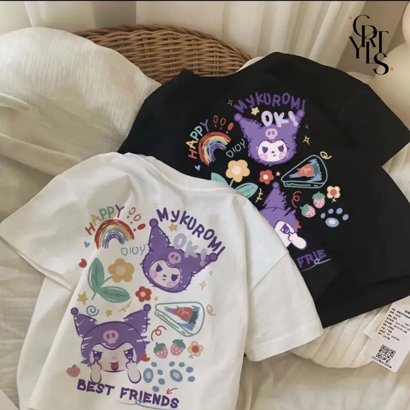 Kaos Wanita dan Keluarga KUROMI DB Lengan Pendek dan Panjang Katun 4