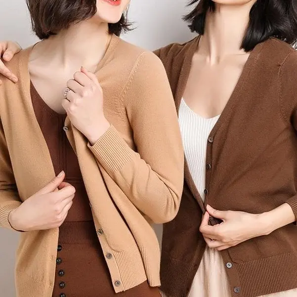 cardigan knit wanita lengan panjang V-neck bahan premium  D02 5