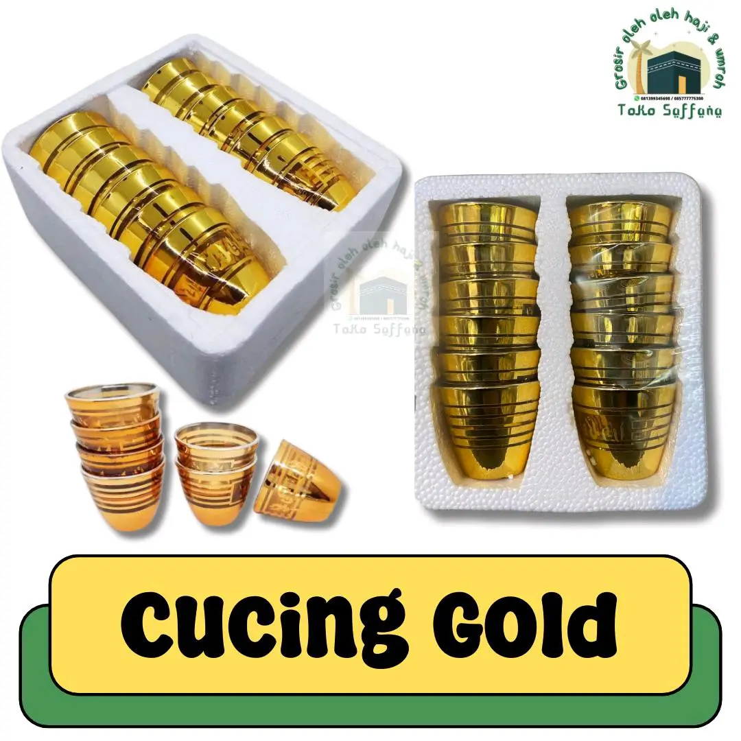 OLEH OLEH HAJI DAN UMROH GELAS CUCING KHAS ARAB GELAS UNTUK MINUM AIR ZAMZAM I GELAS CUCING WARNA GOLD SILVER 1 LUSIN