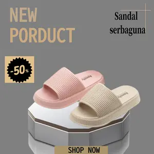 KAMIFA Sandal Slip On Wanita Dewasa Model Terbaru K2268 Size 36-41 Warna Hitam Kopi Salem Moca Desain Praktis dan Mudah Dipakai sandal  jelly  wedges