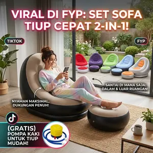 Sofa Santai Angin Empuk Dilengkapi Pompa Kaki Pengisi Udara Bahan Lembut Tidak Licin Mudah Dipasang Untuk Pengguna Kost Rumah Sewa Mahasiswa Asrama Liburan Camping Outdoor Bersantai Di Halaman Rumah 2026 (COD)