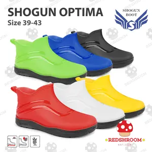 Sepatu Boot Pendek Shogun OPTIMA Hitam Kuning Merah Biru Putih Scotlite Karet Ringan Lokal Anti Air & Slip