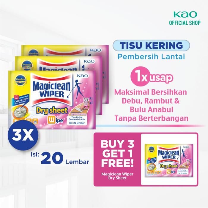 Gambar Magiclean Wiper Dry Sheet 20s Triplepack - Tisu Pel Lantai - Tanpa Gift dari KAO Indonesia Kab. Bekasi 3 Tokopedia