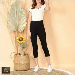 Leging 3/4 Wanita Jumbo Standar Bahan Kaos Rayon daily ❤ hitam 1