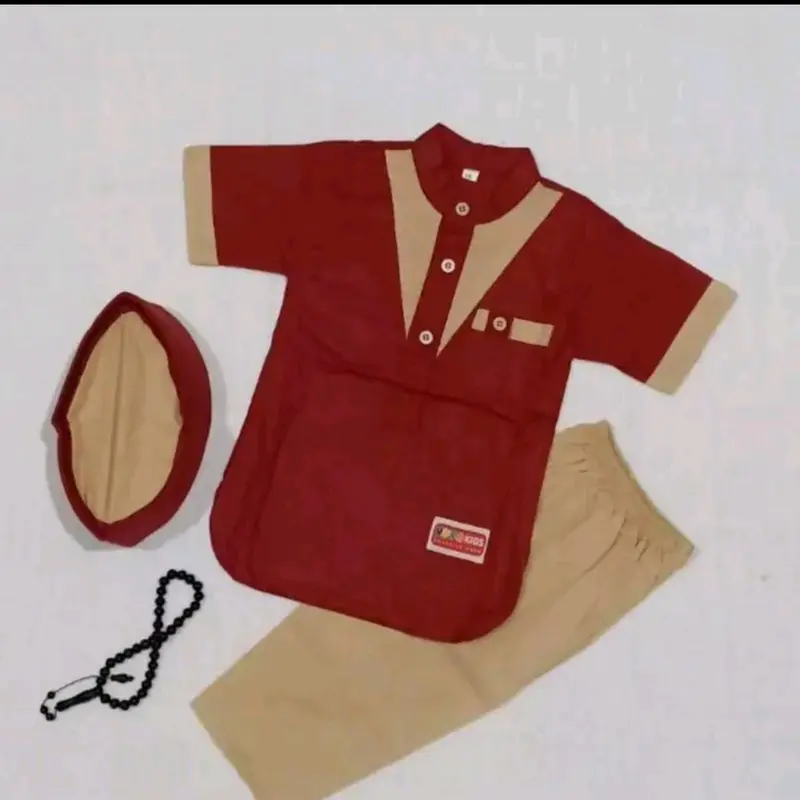 KOKO ZAIN ANAK USIA 1-11 TAHUN PLUS PECI POLOS   Katun  Poliester Hitam Putih ternyaman terlaris dan termurah Baju Kerah 2