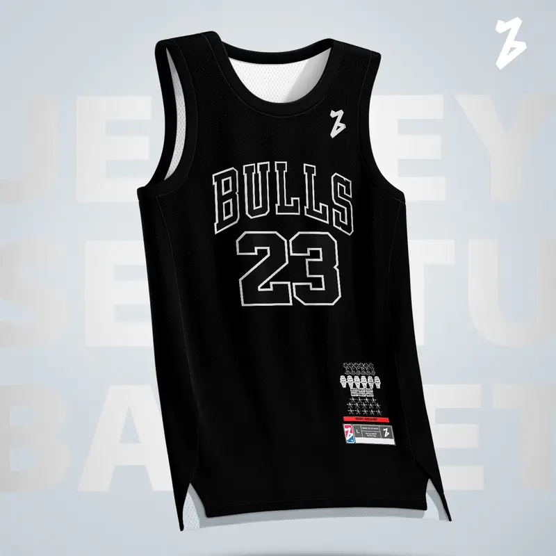 JERSEY BASKET MICHAEL JORDAN CHICAGO BULLS #23 MVP BLACK HITAM