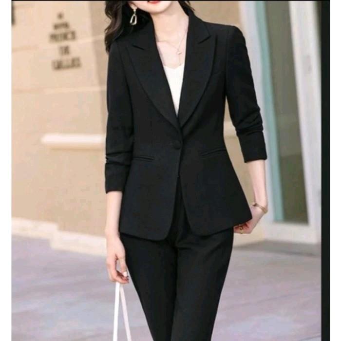 SATU SET SETELAN BLAZER WANITA KEKINIAN/SETELAN JAS WANITA/JAS KANTOR WANITA_BLAZER MAROON Celana 2