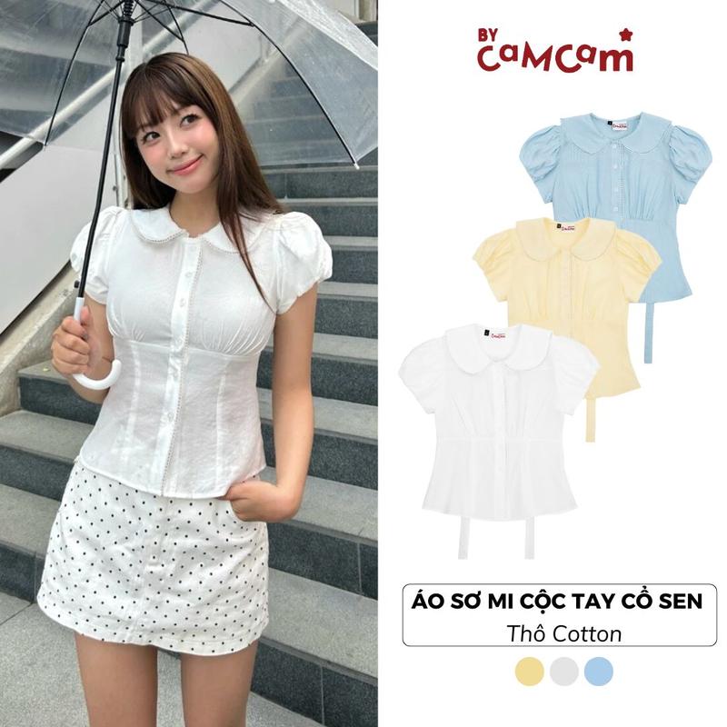 Áo Sơ Mi Kiểu Cổ Sen Phối Ren Ember Shirt Bycamcam Tay Bí Trong Trẻo Mùa Hè AMN016 - CE06